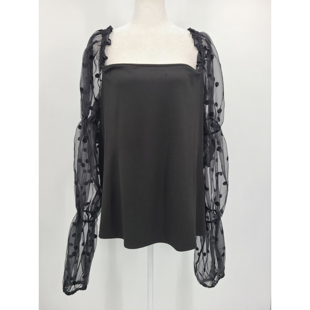 Eloquii Babydoll Whimsigoth Top 26 28 Polka Dot Sheer Dark Romantic Regency